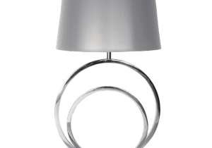 Table Lamp - Concentric Chrome Circles - Grey Shade