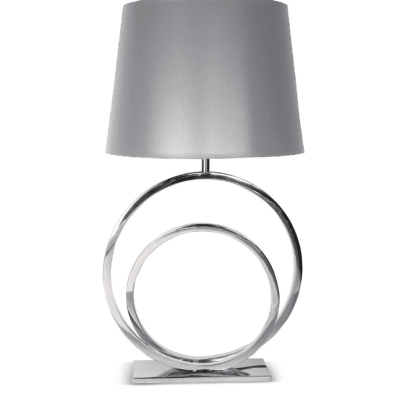 Table Lamp - Concentric Chrome Circles - Grey Shade