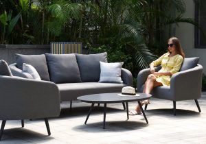 Garden Sofa Set - All Weather Fabric - 5 Seat - Coffee Table - GREY