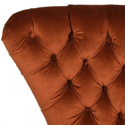 Swivel Chair - Deep Buttoned Burnt Orange Velvet - Studded Surround