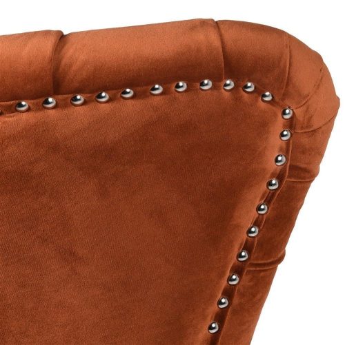 Swivel Chair - Deep Buttoned Burnt Orange Velvet - Studded Surround