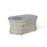 Corner Sofa Set - Fire Pit Coffee Table - Grey Poly Rattan - Large