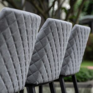 8 Seat Rectangular Fire Pit Garden Bar Set - All Weather Grey Fabric