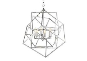Chandelier - Chrome Finished - Trapezium Square Design - 6 Light