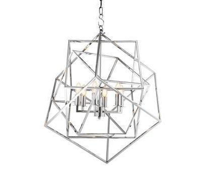 Chandelier - Chrome Finished - Trapezium Square Design - 6 Light