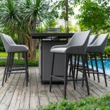 8 Seat Garden Fire Pit Bar Dining Set - All Weather Grey Fabric