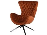 Swivel Chair - Deep Buttoned Burnt Orange Velvet - Studded Surround