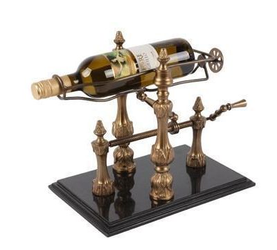 Wine Bottle Stand - Brass & Marble - Workable Wine Display Piece