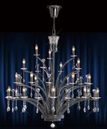 Chandelier - 21 Light - French Black Crystal & Chrome - Large