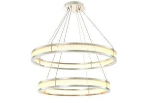 Chandelier - Double Ring - Frosted Glass - Polished Chrome Finish
