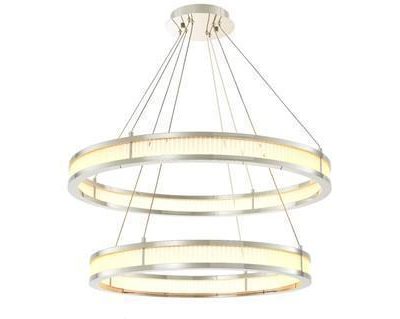 Chandelier - Double Ring - Frosted Glass - Polished Chrome Finish