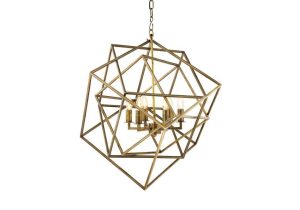Chandelier - Brass Finished - Trapezium Square Design - 6 Light