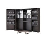 Drinks/Bar Cabinet - Mocha Straight Oak Veneer - Medium Bronze Finish - Grey Handles