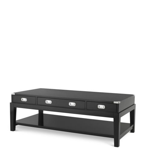 Coffee Table - Black & Chrome Edged - 3 Drawer - Dorchester Range