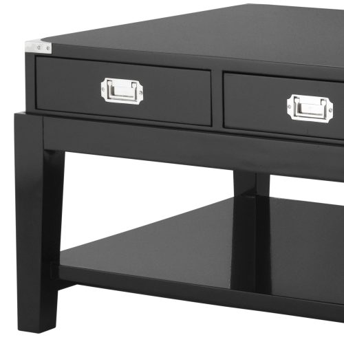 Coffee Table - Black & Chrome Edged - 3 Drawer - Dorchester Range