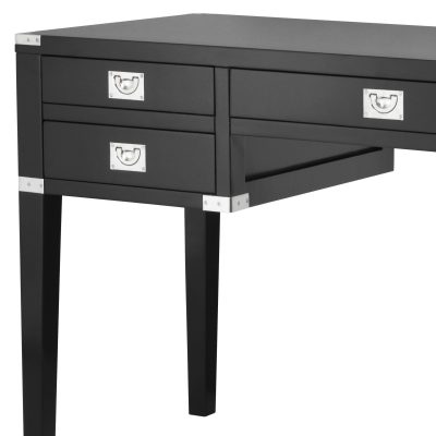 Desk – Chrome Edged – 5 Drawers – Dorchester Black Range