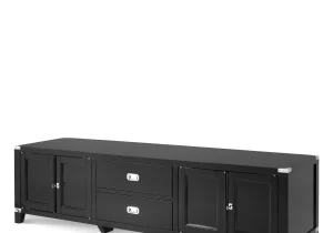 TV Cabinet - Black & Chrome Edged - 2 Drawer 4 Door - Dorchester Range