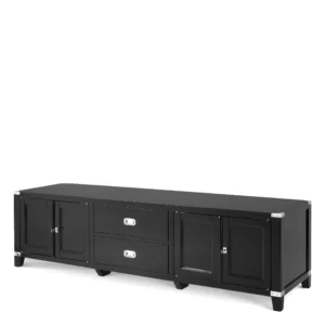 TV Cabinet - Black & Chrome Edged - 2 Drawer 4 Door - Dorchester Range