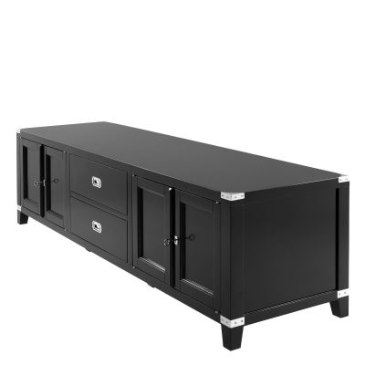 TV Cabinet – Chrome Edged – 2 Drawer 4 Door – Dorchester Black Range