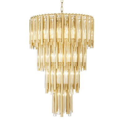 Chandelier – Glass & Brass – 4 Tiered – 13 Lights – Large