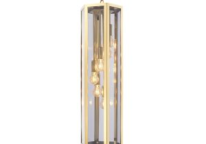 Chandelier - Brass & Smoked Glass - Hexagon Shape - 6 Lights