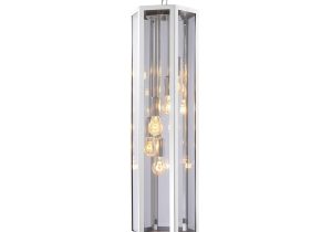 Chandelier - Chrome & Smoked Glass - Hexagon Shape - 6 Lights