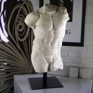 Male Abstract 'Roman Torso Sculpture' Stone/Resin Finish