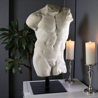 Male Abstract 'Roman Torso Sculpture' Stone/Resin Finish