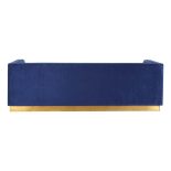 3 Seater Sofa - Deep Ribbed Soft Midnight Blue Velvet - Brass Finished Feet Surround