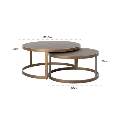 Round Black Oak Inlaid Coffee Table Set – Banbury Range