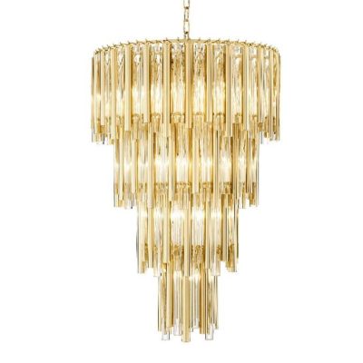 Chandelier - Glass & Brass - 4 Tiered - 13 Lights - Large
