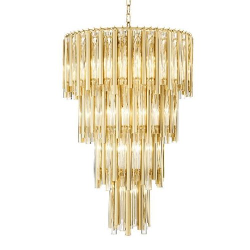 Chandelier - Glass & Brass - 4 Tiered - 13 Lights - Large