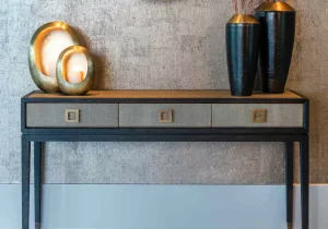 Console Table - 3 Drawer - Inlaid Oak Lined - Banbury Furniture Range