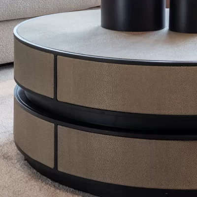 Round Leather Inlaid Coffee Table – Banbury Range
