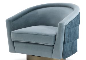 Occasional Swivel Chair - Curved back - Brushed Brass Bass - Savanna Blue Velvet