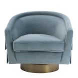 Occasional Swivel Chair - Curved back - Brushed Brass Bass - Savanna Blue Velvet