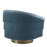 Occasional Swivel Chair - Curved back - Brushed Brass Bass - Savanna Blue Velvet