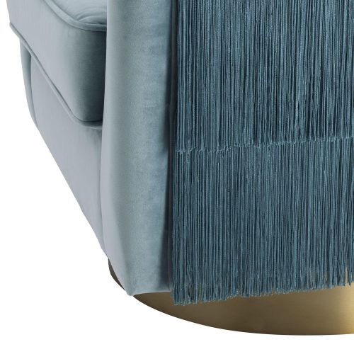 Occasional Swivel Chair - Curved back - Brushed Brass Bass - Savanna Blue Velvet