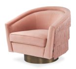 Occasional Swivel Chair - Curved back - Brushed Brass Bass - Nude Velvet