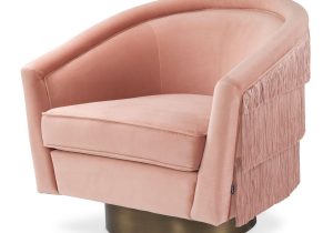 Occasional Swivel Chair - Curved back - Brushed Brass Bass - Nude Velvet