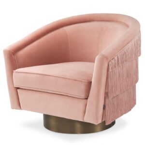 Occasional Swivel Chair - Curved back - Brushed Brass Bass - Nude Velvet