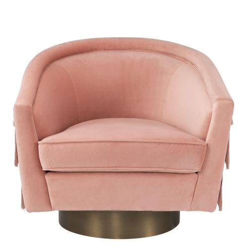 Occasional Swivel Chair - Curved back - Brushed Brass Bass - Nude Velvet