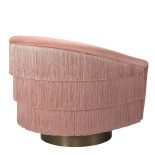 Occasional Swivel Chair - Curved back - Brushed Brass Bass - Nude Velvet