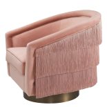 Occasional Swivel Chair - Curved back - Brushed Brass Bass - Nude Velvet