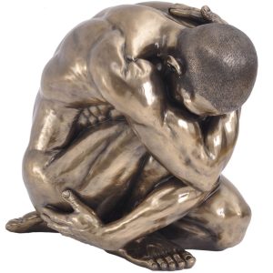 Male Crouched Bronze Bust