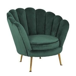 Easy Chair -Finger Back Design- Brass Legs - Green Velvet