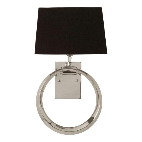 Wall Light - Chrome Ring Design - Black Shade