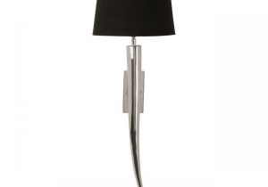 Wall Light - Curved Highly Polished Chrome Design - Black Shade