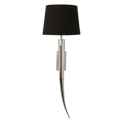 Wall Light – Curved Highly Polished Chrome Design – Black Shade