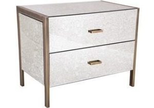 Large Bedside - Champagne Edged 2 Drawer - Antique Mirrored Finish